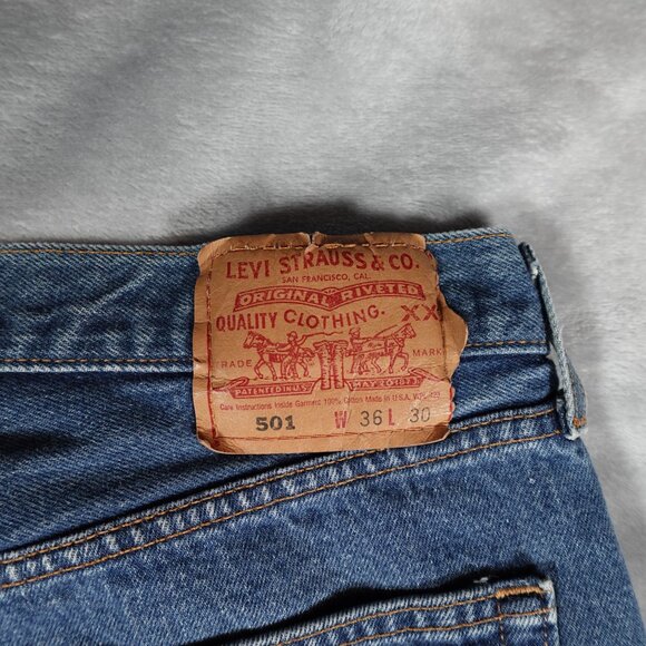 Vintage Levis 501 Straight Fit Jeans Mens 36x30 (Fits 34x30) Faded Made In USA - Picture 3 of 16